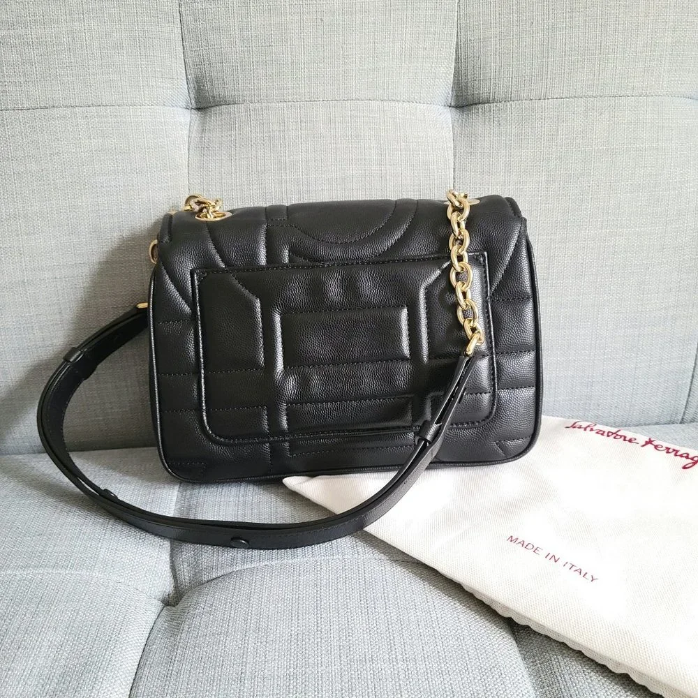 Salvatore Ferragamo Gancini Quilted Leather Shoulder Bag - Picture 2 of 5